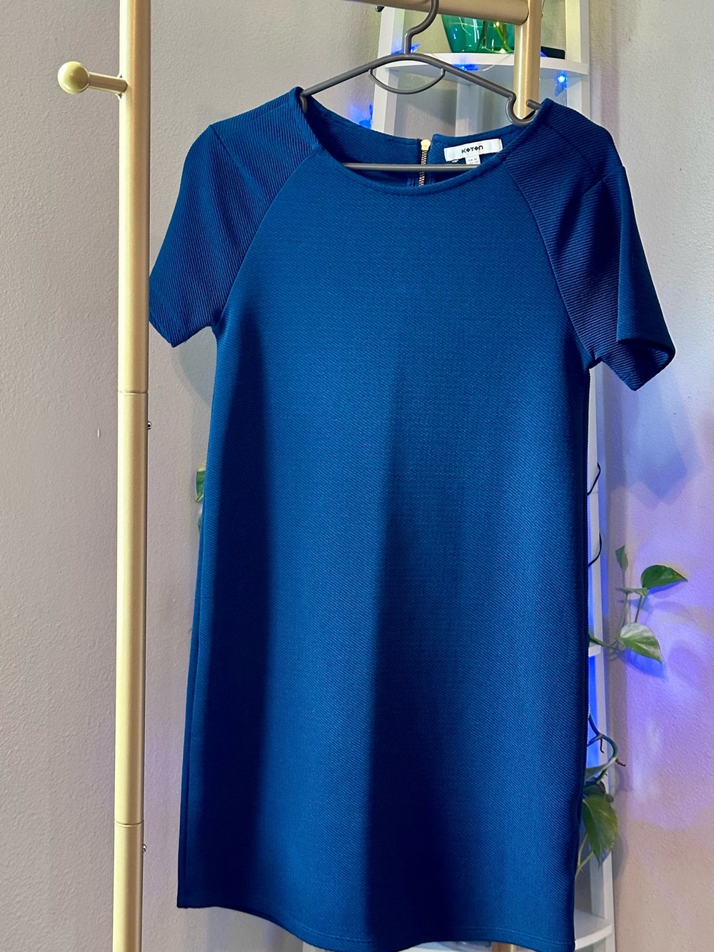Blue Short Sleeve Midi Shift Dress-PRELOVED IN EXCELLENT CONDITION LIKE NEW